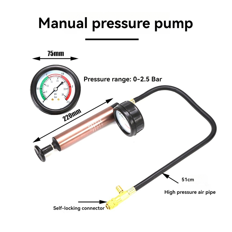18Pcs Radiator Pressure Leakage Tester Tool Kit, Cooling System Water Tank Leak Test Detector Set with Hand Pump. 