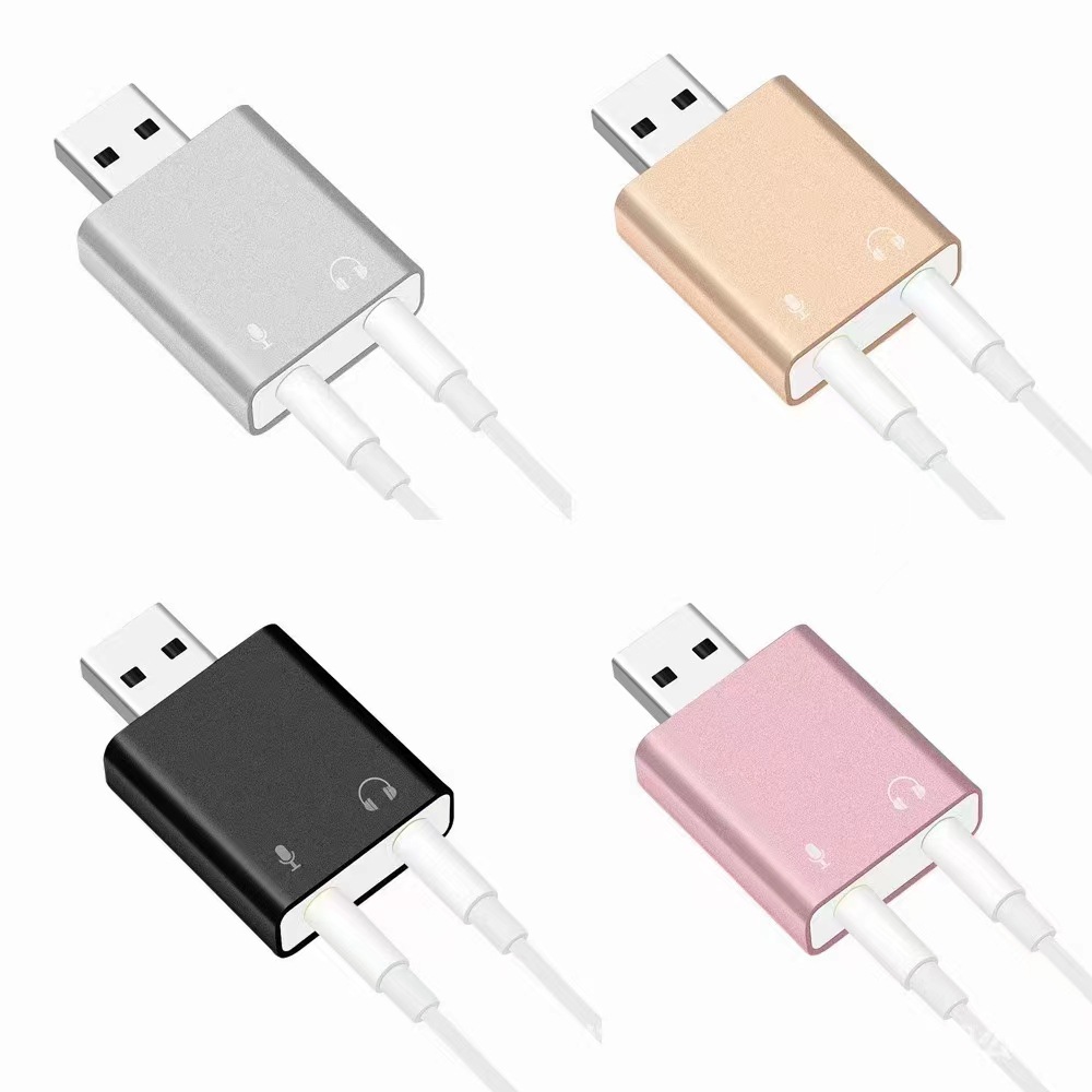 Aluminum alloy USB sound card stereo single earphone output single microphone input live broadcast helper. 