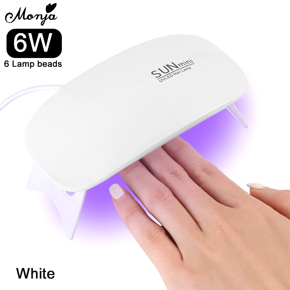 Monja 6W Nail Art Dryer LED UV Lamp Portable Micro Nail Art UV Varnish Curing Machine For Home Use USB Charging Manicure Tool. 