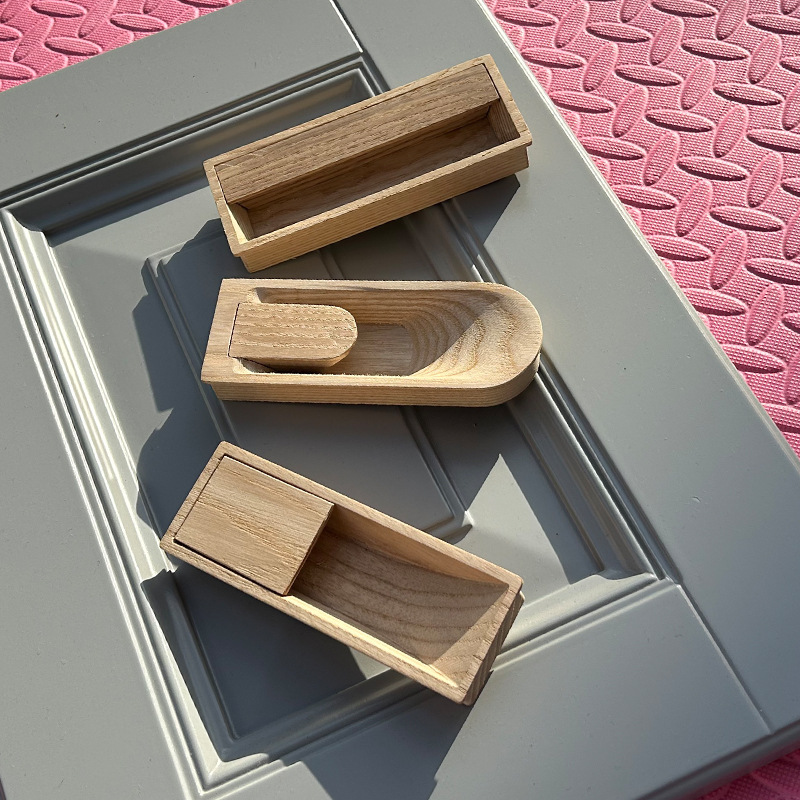 Nordic style embedded log cabinet handle modern simple wood wooden cabinet drawer wardrobe door handle. 