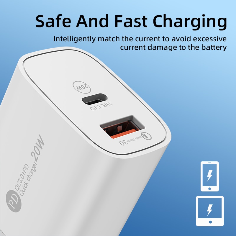 USB C Charger 20W Fast Charging Phone Charger Type C PD Wall Charger For iPhone 14 Samsung Xiaomi Quick Charge 3.0 Power Adapter. 