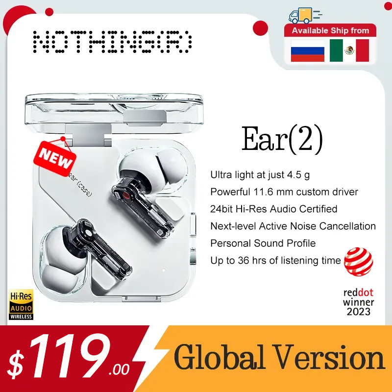 New Generation Nothing Ear (2) Hi-Res Wireless Certification Dual Chamber Design Up to 40dB delivery on March 28 Ear 2