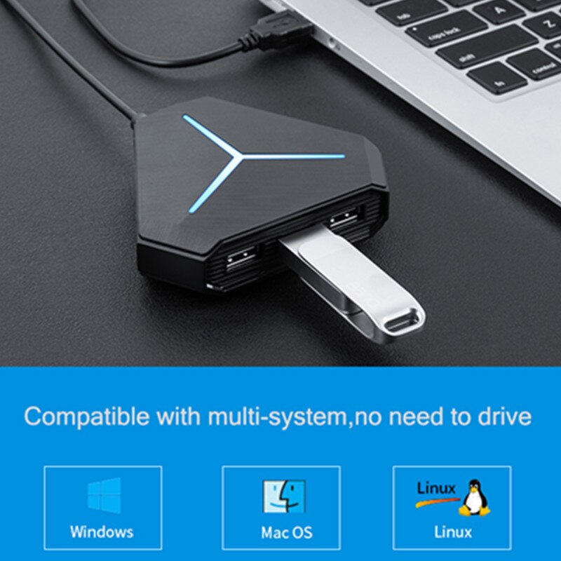 【VisioN Shop】6-Port USB 3.0 Hub Splitte Card Reader Support 7.1 Sound Card Headset Micro High-Speed Converter Drive-Free Extender. 