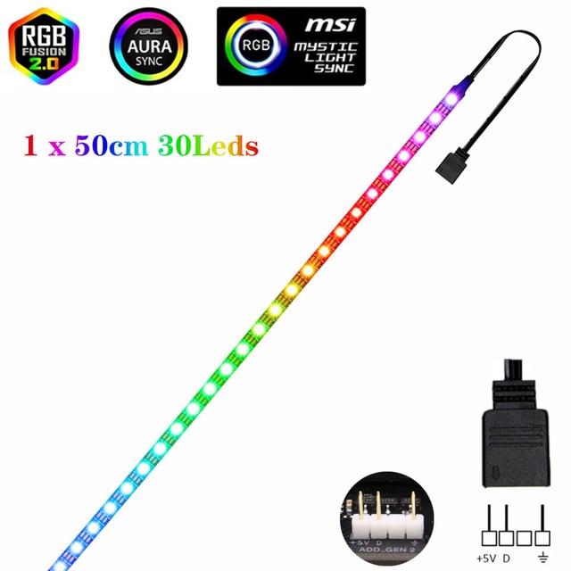 WS2812B RGB LED Strip 5V 3 Pin Addressable LED Headers PC for ASUS AURA SYNC   MSI Mystic Light Sync   GIGABYTE RGB Fusion 2.0. 