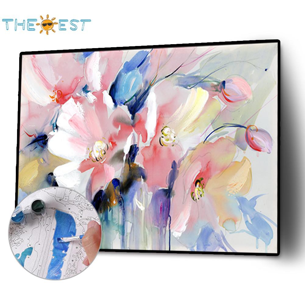 50x40cm Oil Painting By Numbers Flower Cluster Canvas Drawing Set No Frame. 