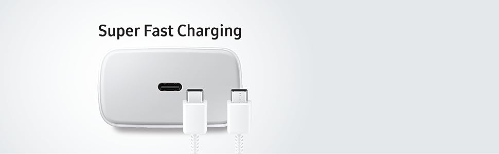 Samsung 45W PD Super Fast Charger 2.0 with Type C to Type C data cable. 45 watt fast charger samsung. 