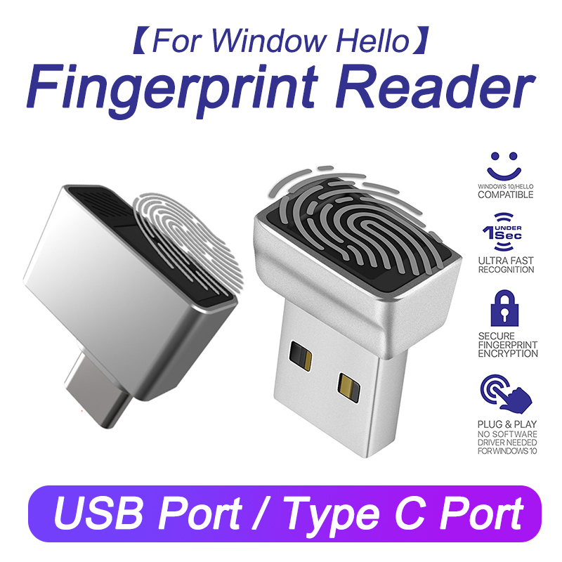 Type C / USB Biometric Scanner Finger Reader 10 Fingerprints Login Sensor Personal Finger Print Scanner For Pc Fingerprint Lock