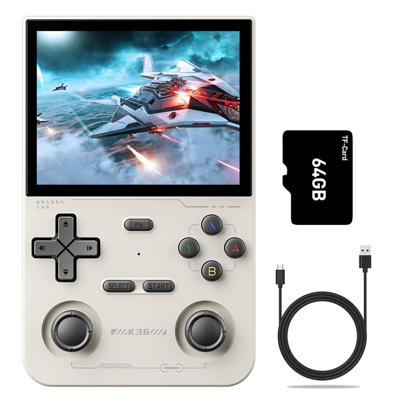 K36 Handheld Retro Game Console 64G 16000+ Games 3.5 Inch 3500mAh Dual Joystick for PSP/MAME/N64 Video Game Player B. 