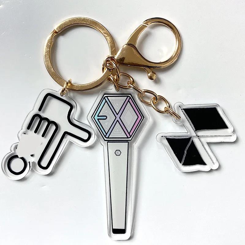 Kpop Idol Group Lightstick Keychain Mini Light Stick Lamp Pendant Key Chain Fans Collection Gifts Car Key Jewelry Key Ring Superman. 
