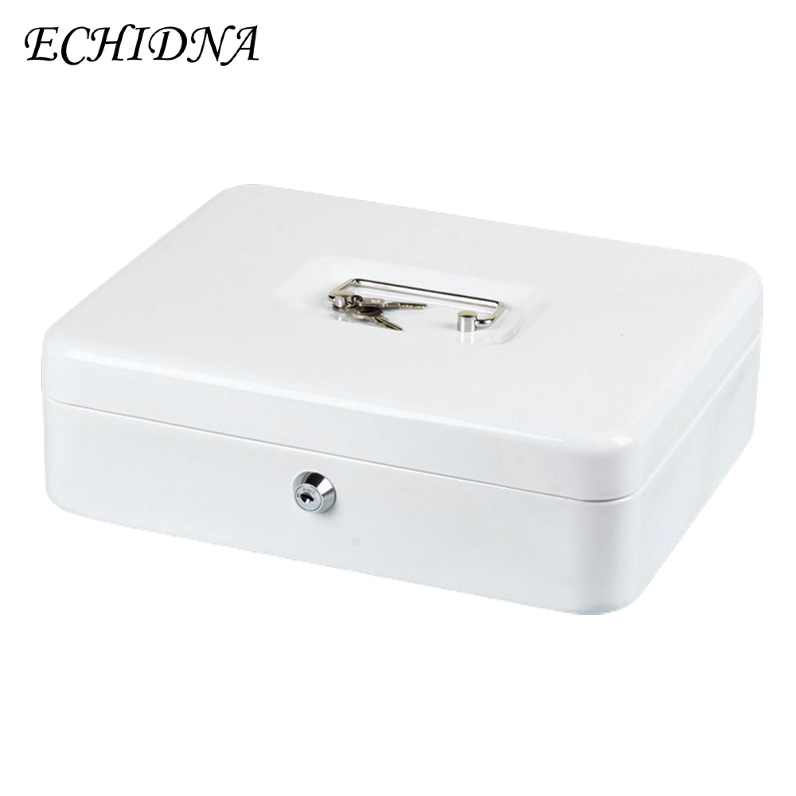 Metal Money Box Secure Fireproof Cash Safe Box with Lock 2 Keys Anti-theft Shockproof Multi-compartment Storage for Valuables Deposit Tin Money Box with Handle