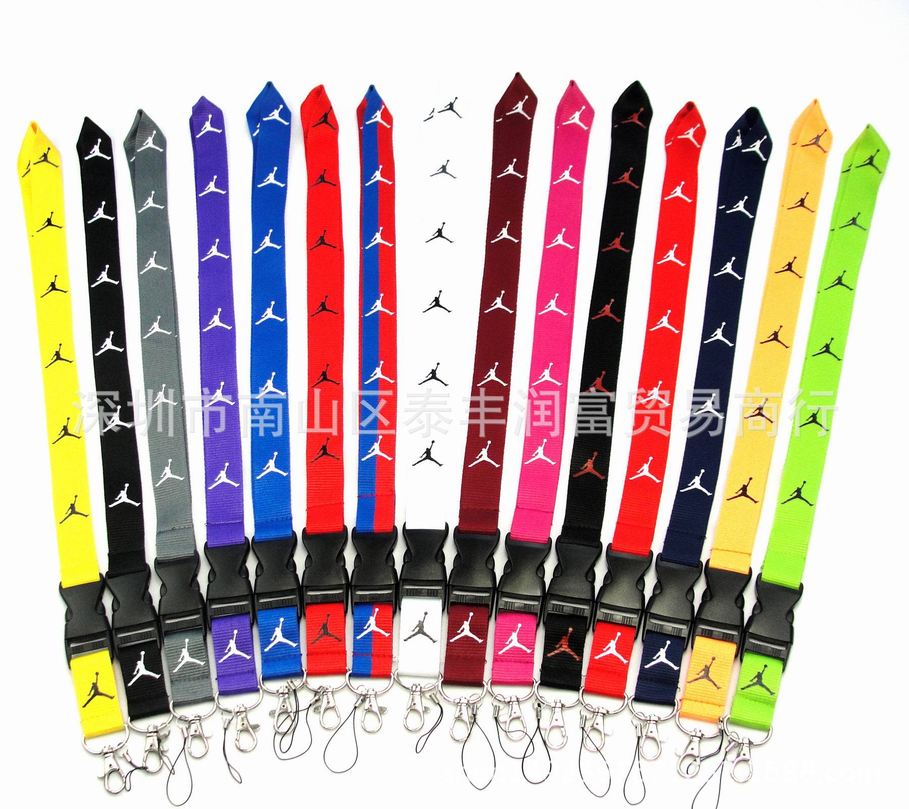 Spot sports LOGO Jordan gift badge key mobile phone work card lanyard export quality 15 colors optional. 