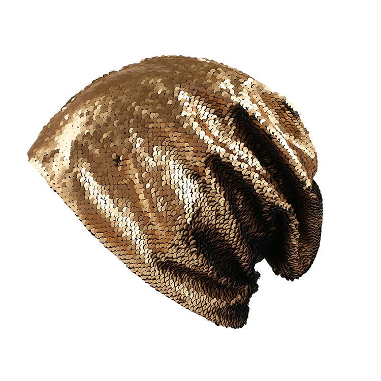 Womens Ethnic Cotton Sequin Beanie Hat 