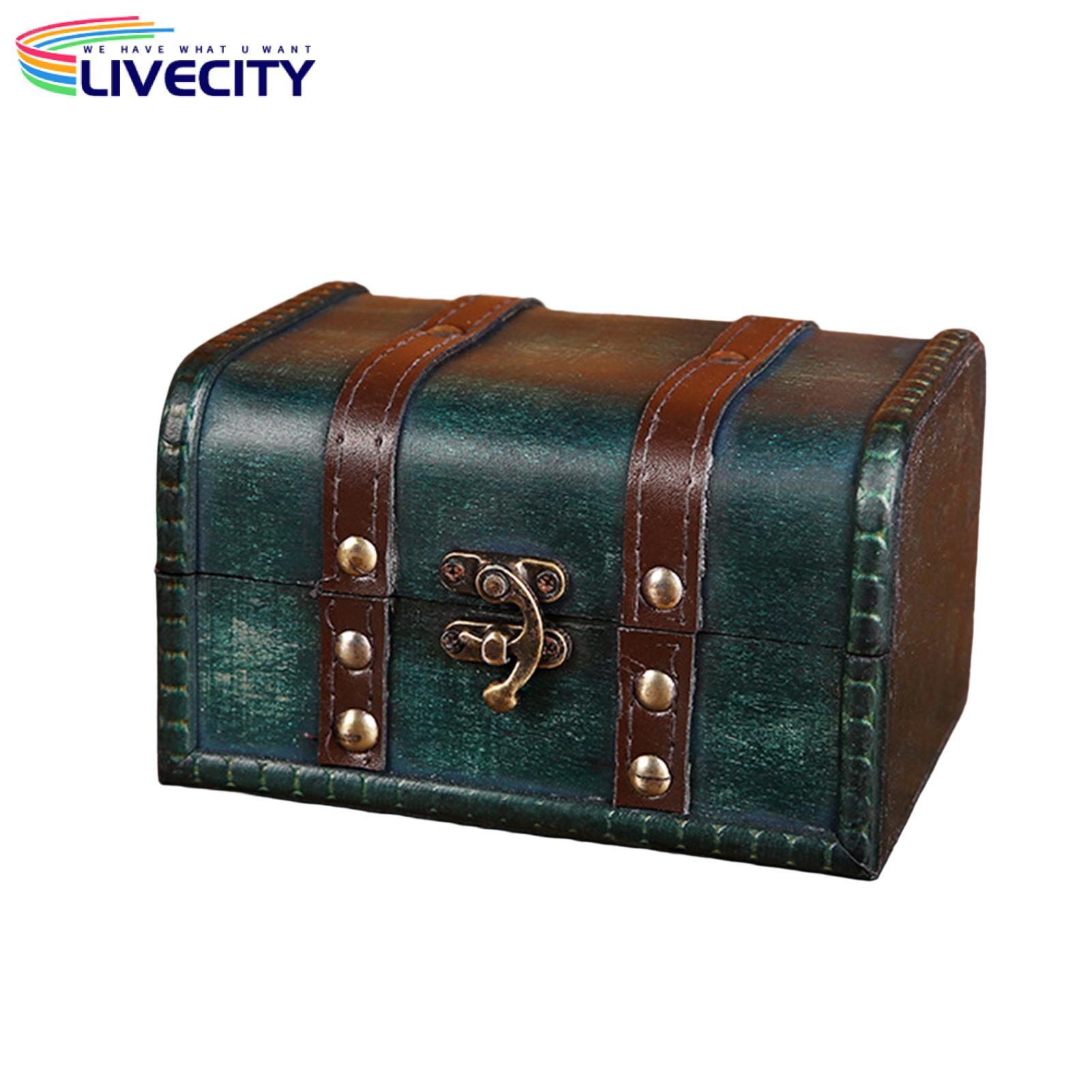 Earrings Storage Box Vintage Photography Prop Retro Storage Wooden Box
