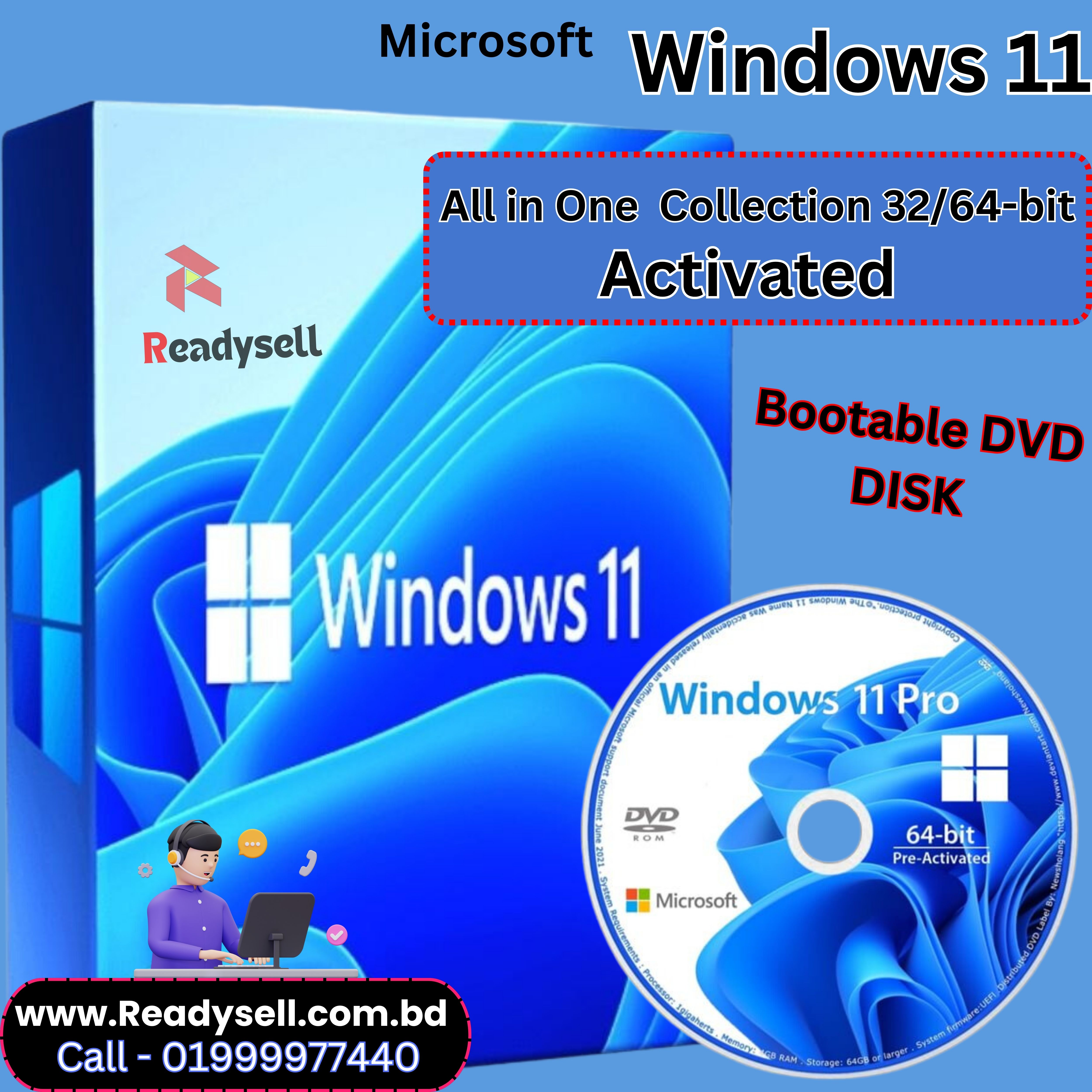 Windows 11 Full Version All in One Collection 32/64-bit Bootable in Disk