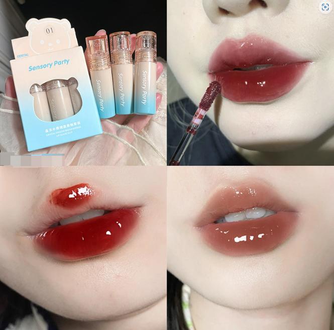 SENSORY PARTY - 3 PCS Lip Gloss Set Matte or Glitter Set High Pigmentation Long-lasting Lightweight. 