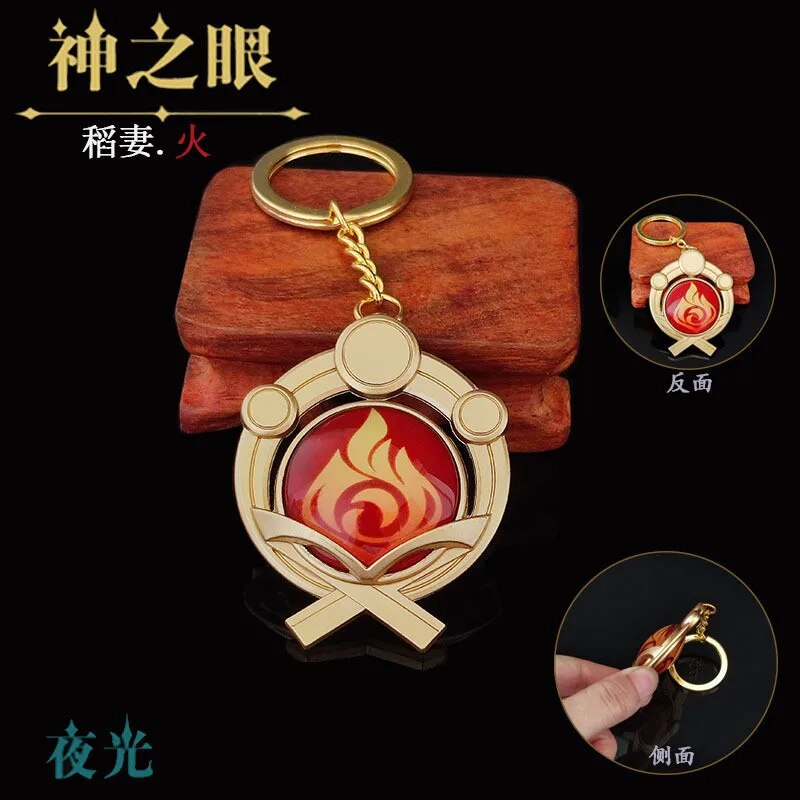 Game Genshin Impact Vision Lnazuma Ganyu Keqing Geo Wenti Xiao Zhongli Keychains Luminous 7 Element Equipment Vision Toy KeyRing. 