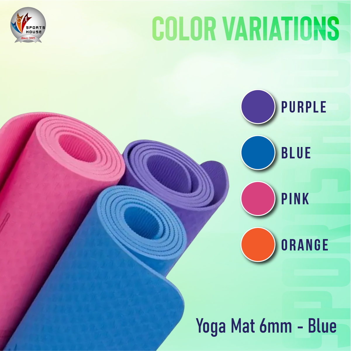 Yoga Mat 6mm - Blue. 