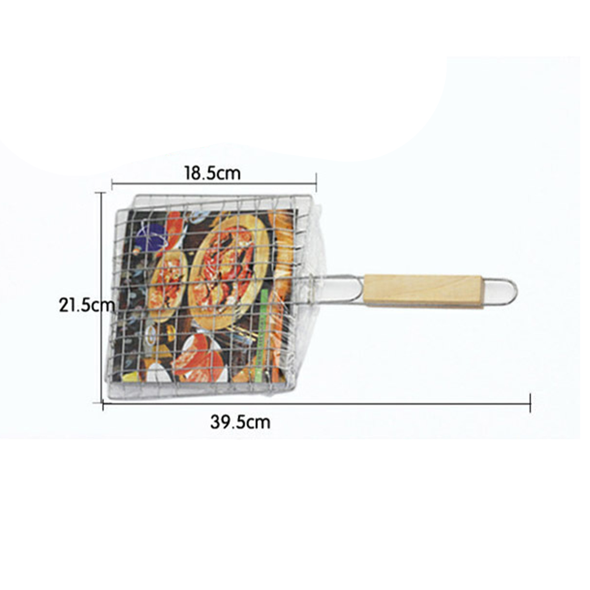 Grilled Fish Rack Iron Wire Widened Handle Chrome Plating Process Outdoor Barbecue Utensils. 