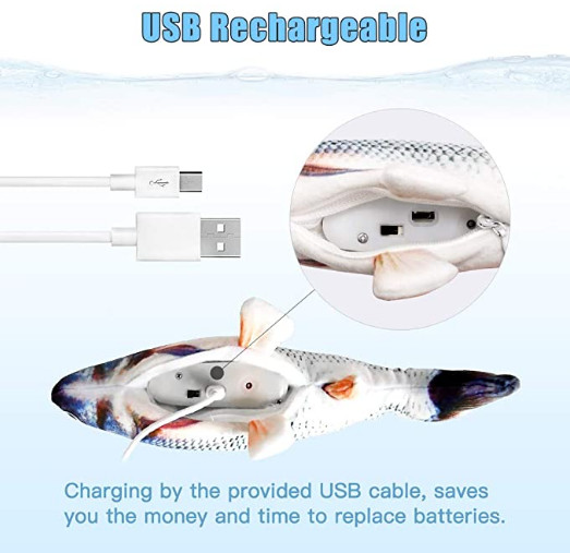 TOOGE 2 Pack 11" Electric Moving Fish Cat Toy Realistic Interactive Flopping Fish Cat Kicker Catnip Toys for Indoor Cats Pets Kitten. 
