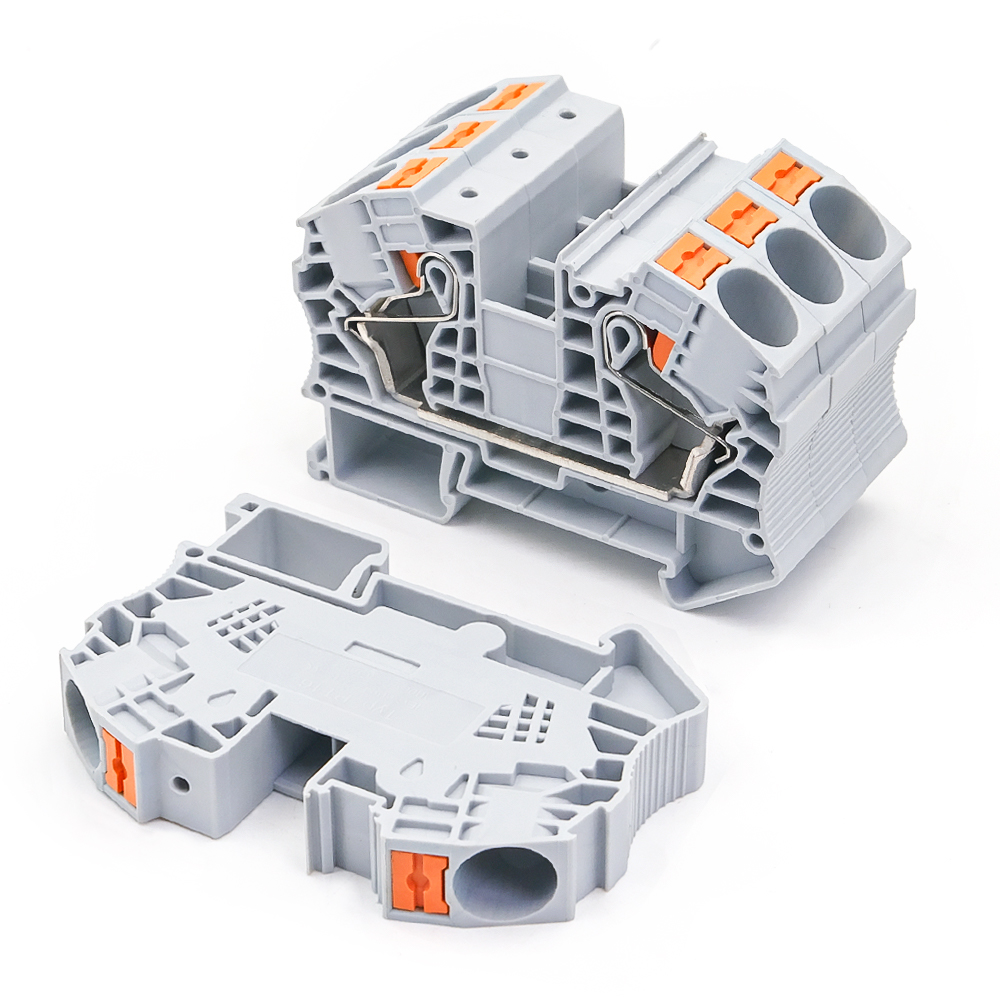 PT-16 Din Rail Terminal Block Conductor Wire Connector Push In Spring Screwless Connection Feed Through Terminal Blocks PT16. 