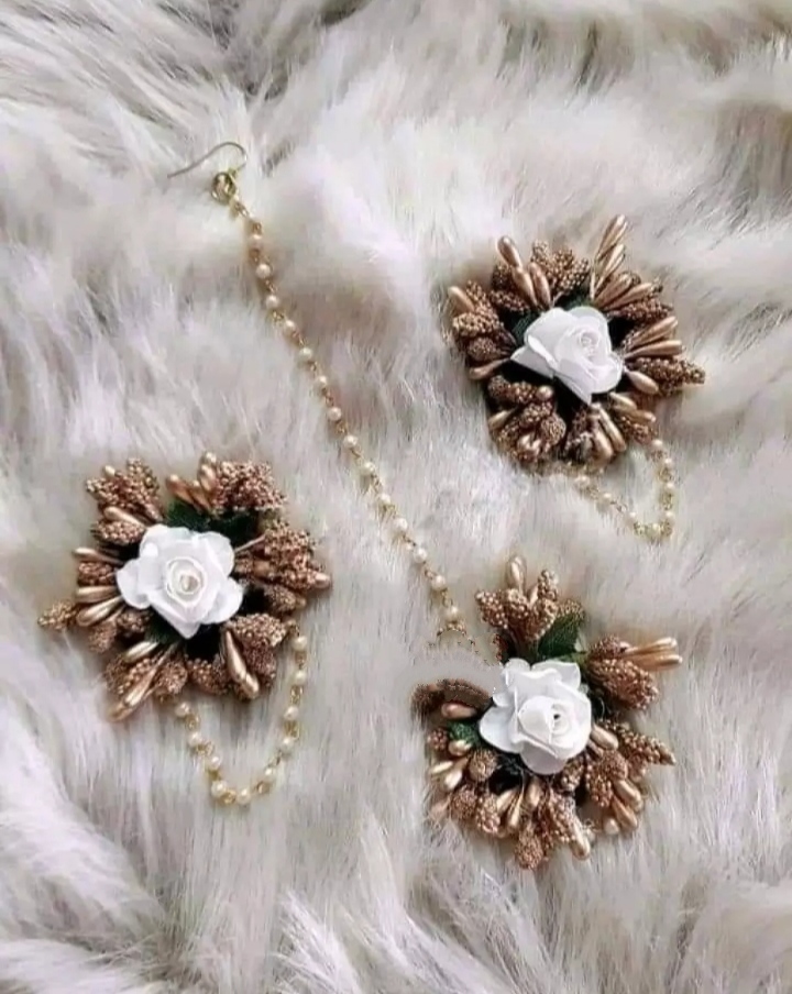 Artificial flower non bridal jewellery set