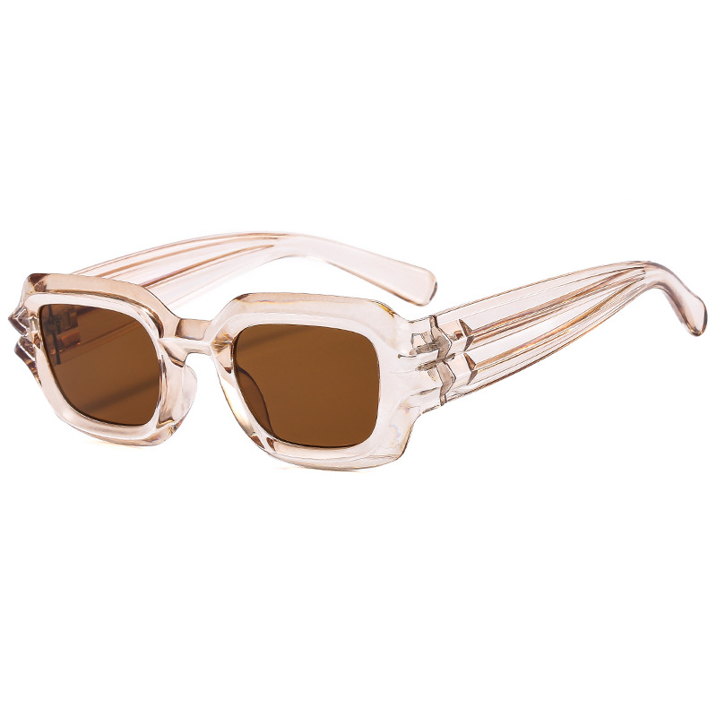 European and Ameran he Square Sunglasses Eccentr ersonality Internet-Famous Sunglasses Cyberpunk Corrugated Leg ip op Sun lasses. 