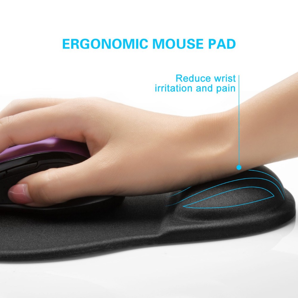 Wrist Rest Mouse Pad Memory Foam Ergonomic Design Office Mouse Pad with Non-slip Wrist Support. 