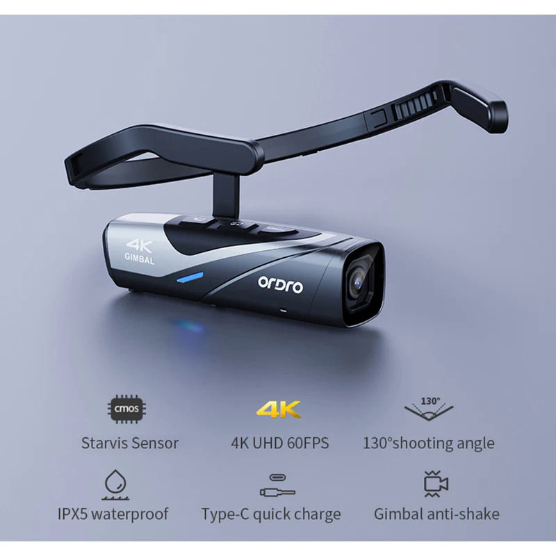 Ordro EP8 Head Wearable Vlog Camera 4K 60fps for YouTube Video Motorcycle Helmet POV Digital Camcorder Professional Gimbal. 