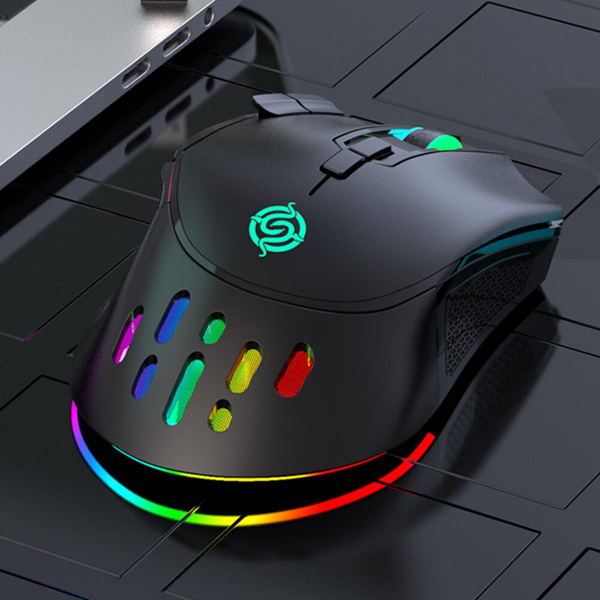 BM-520 2.4G Wireless Mouse 10 Buttons 3200 DPI Adjustable Mice for Computer PC Gaming 2.4G Wireless Rechargeable Mouse