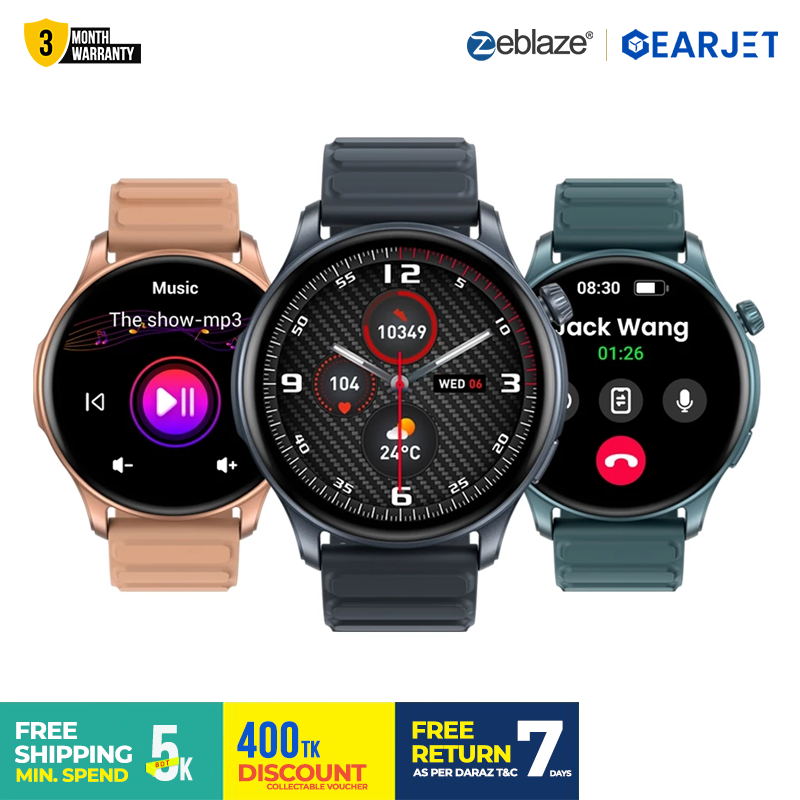 Zeblaze BTALK 3 PRO Calling Smart Watch 1.43 inch Ultra HD Amoled Display BT 5.2 IP68 Water Resistant 7 Days Long Battery Life. 