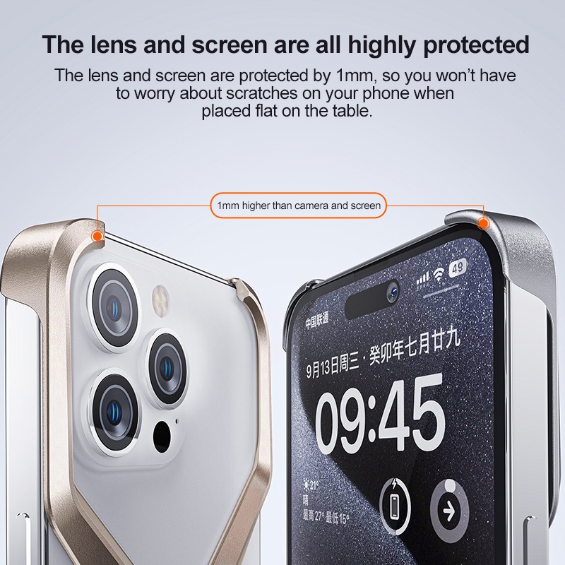 Frameless X-shaped Metal Phone Case For iPhone 15 Pro Max/iPhone 13 Pro Max / 14 Pro Max/iPhone 15 Pro/iPhone 15/iPhone 13 / 14/iPhone 13 Pro / 14 Pro. 