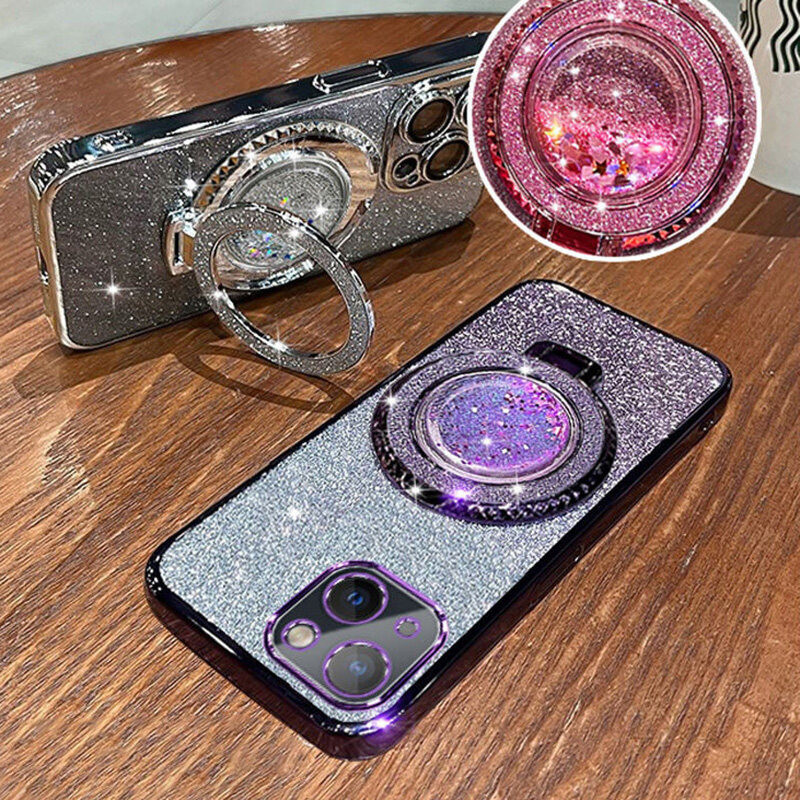 New Phone case Infinix Hot 40 Hot 40i Hot 40 Pro Back cover Liquid Glitter Quicksand Hourglass Stand Holder Luxury Shiny Gradient Plating Girls Slim Phone cases Transparent softcase Silicone Pouch Women. 