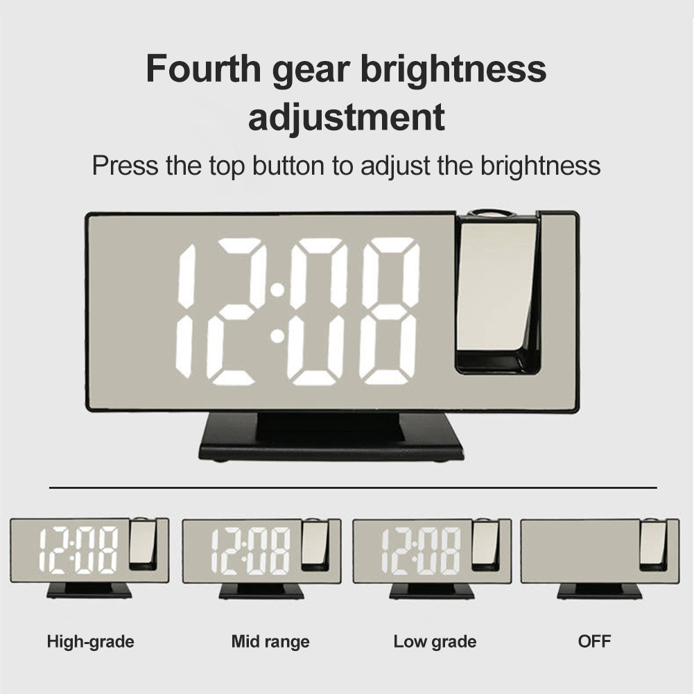 LED Mirror Digital Projection Alarm Clock Table Electronic Clocks Brightness Adjustment with nice material. 