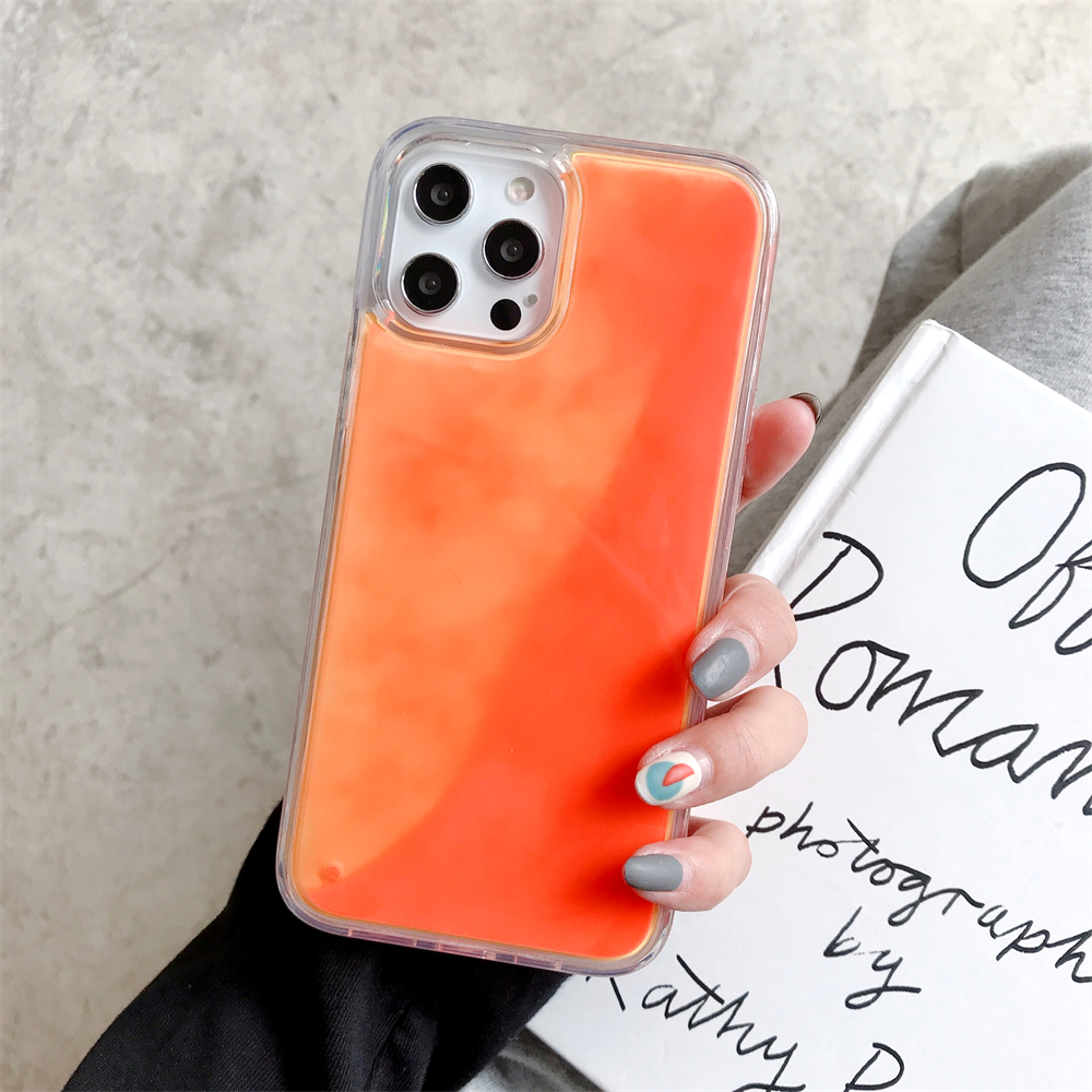 Luminous Neon Sand Case For iPhone 13 12 11 Pro Max X XR XS Max 7 8 Plus Glow In The Dark Liquid Glitter Quicksand Phone Cover. 