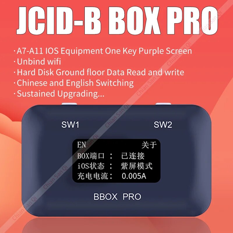 JC JCID BBOX B BOX Pro DFU Box Window DCSD Cable IOS A7-A11 One Key Purple Mode iPhone iPad Modify NAND Syscfg Data Read Write