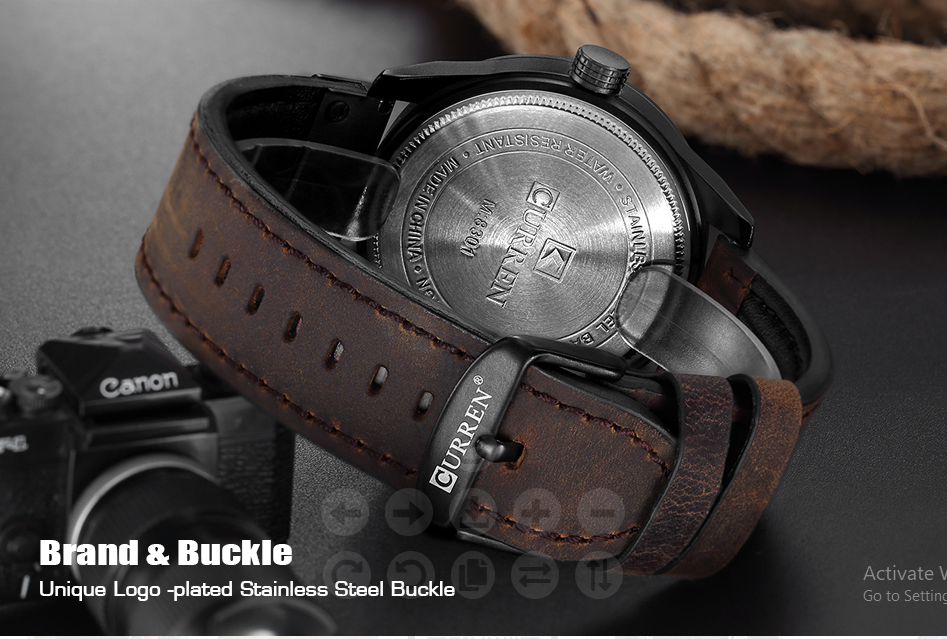 Curren 8301 Brown Leather Analog Watch for Men