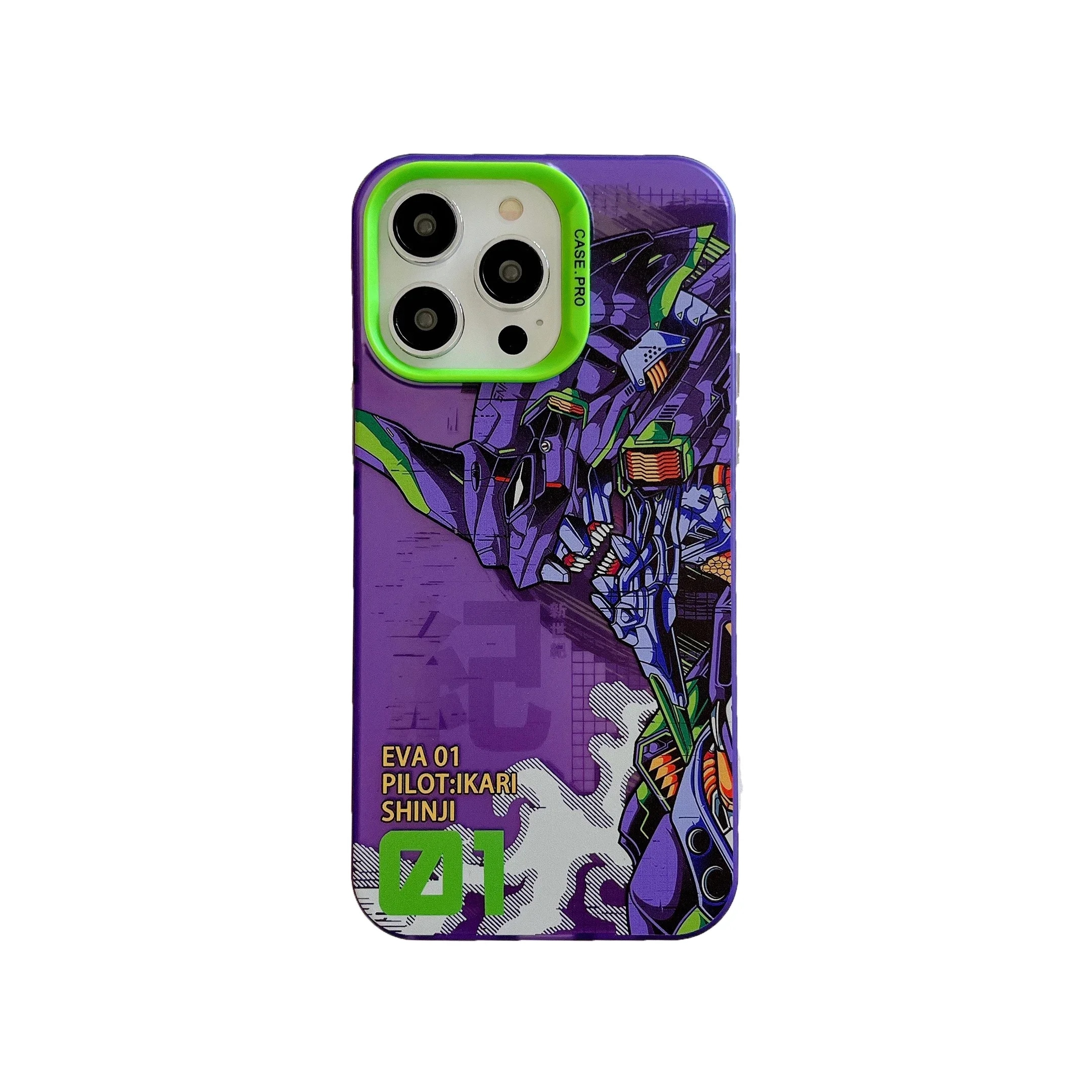 Cartoon Anime Ikari Shinji Fighter EVA-01 Matte Cover Case For iPhone 15 14 13 12 11 Pro Max Shockproof Protective Phone Case Moonlight Shines