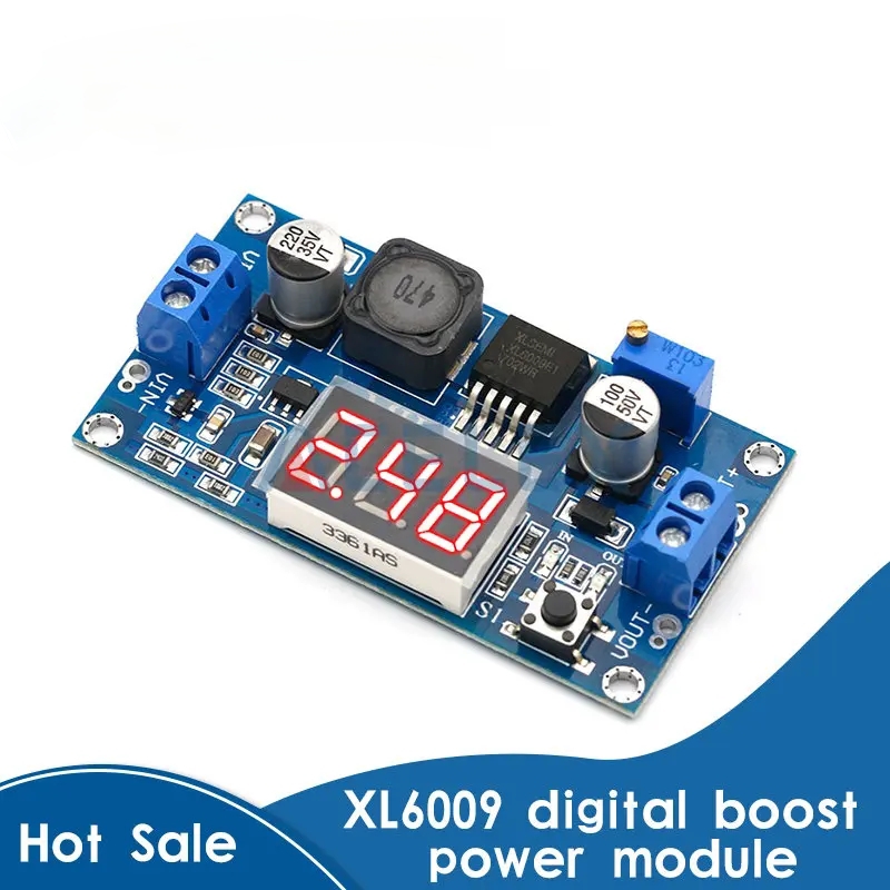 XL6009 LED Display DC Step Up Converter 4A Adjustable with LED Voltmeter to Make a Mini DC Ups for WiFi Router Onu Diy Power