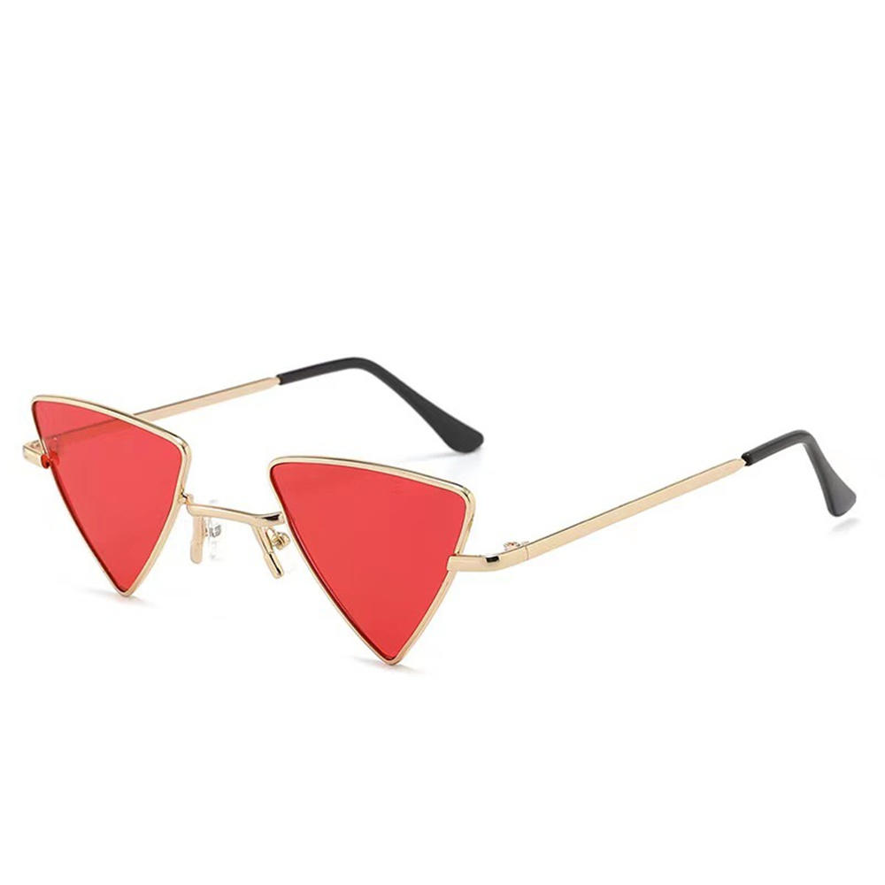 Small Size Triangular Punk Sunglasses Retro Y2k Style Metal Frame Hippie Triangular Shades Colorful Lens Tinted Lens Triangular Eyewear for Costume Parties Streetwear Fashion Music Festivals. 