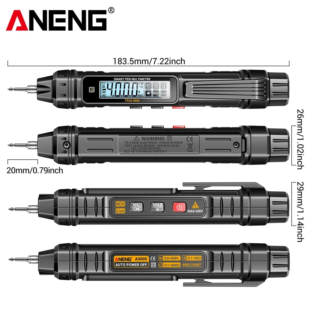 ANENG A3005 Digital Multimeter Pen Type 4000 Counts Professional Meter Non-Contact Auto AC/DC Voltage Ohm Diode Tester For Tool. 