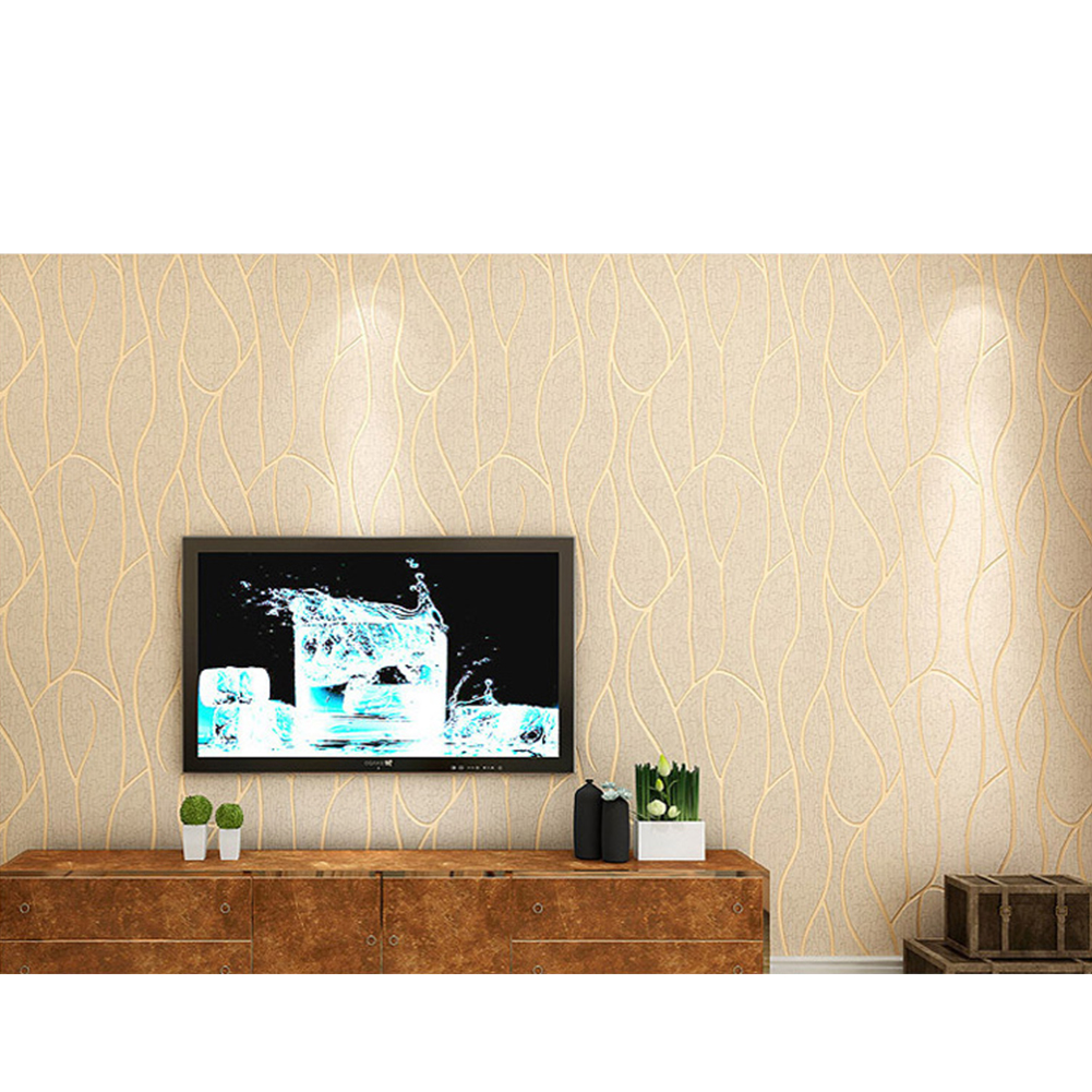 GC 10m 3 Layers Non-woven Wallpaper Simple Modern Thickened Waterproof Noise-proof Living Room Bedroom Tv Background Wall Stickers color:off white. 