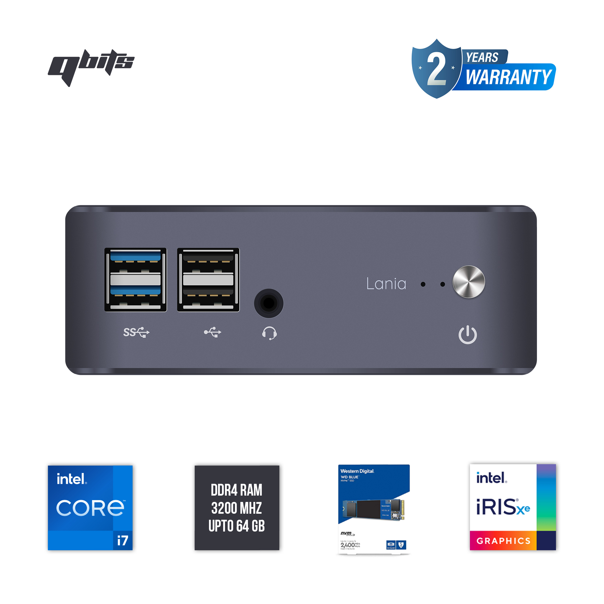 QBits Lania x1 mini PC Intel® Core ™ i7-1165G7 8GB DDR4 RAM 500GB M.2 NVME SSD - Effortless Usage