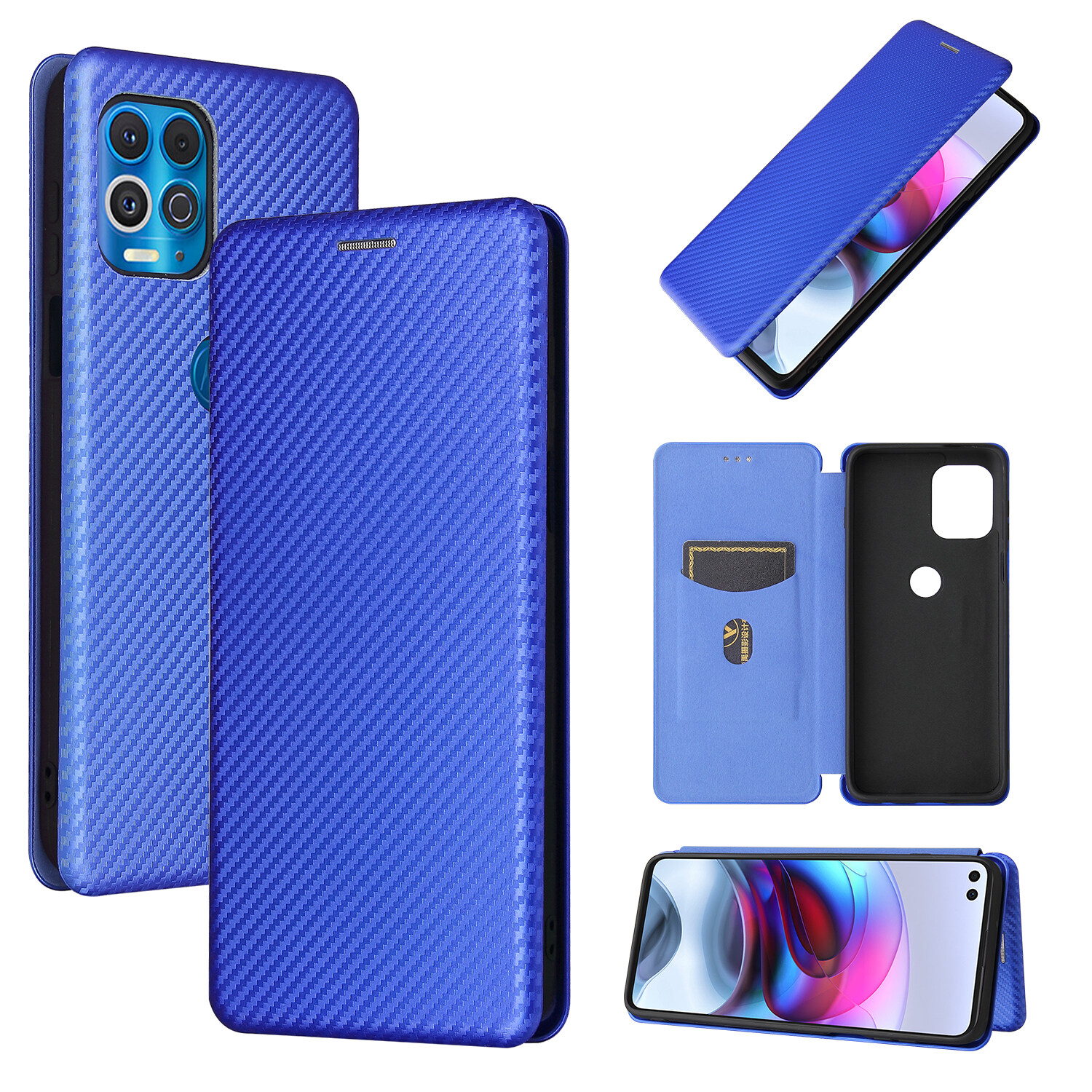 xprmy for Motorola Edge S / Moto G100 case carbon Fiber Magnetic Flip Wallet ShockProof Phone Case