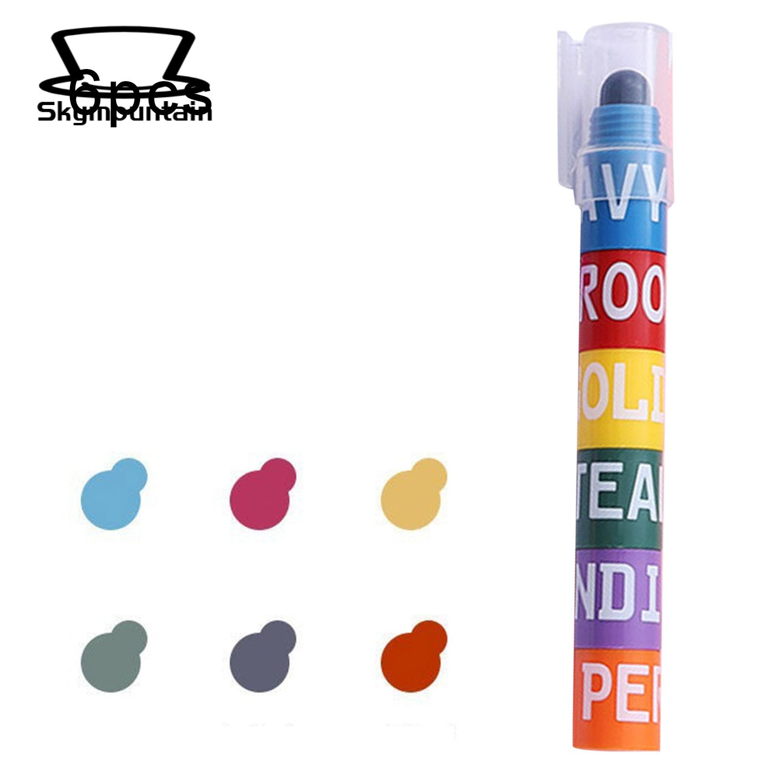 Round Tip Marker Pen 6 Colors Quick-drying Marker Pens for Diy Albums Colo g Art Supplies for Drawing Marking in Books Round Tip Crayons for Highlighter Pens. 