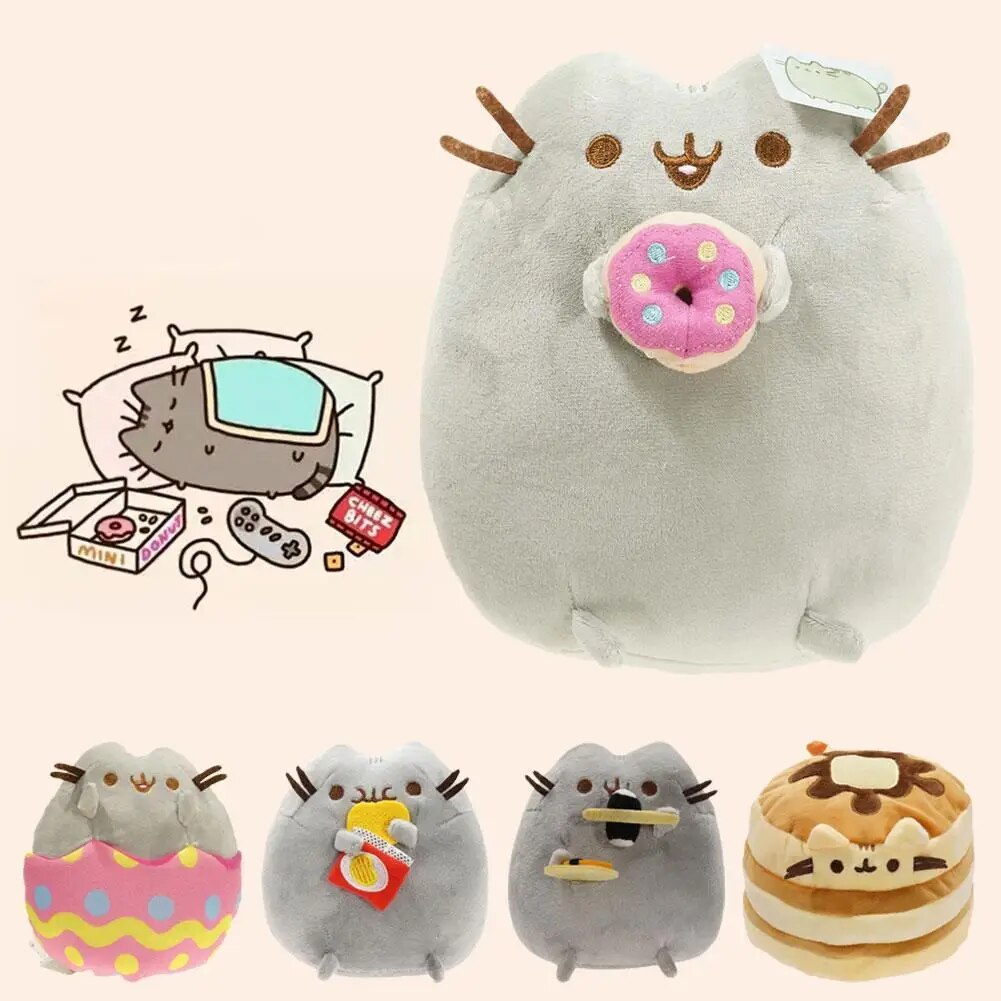 Kawaii Sushi Cat Plush Toy Donut Cookie Cat Cartoon Plush Soft Stuffed Animal Doll Potato Chip Pizza Cat Gift For Children Toy