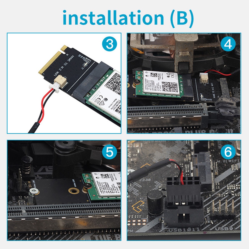 Wireless M.2 A+E Key Slot to M.2 M Key Wifi Bluetooth Adapter for AX200 9260 Bcm94352Z Card NVMe PCI Express SSD Port. 