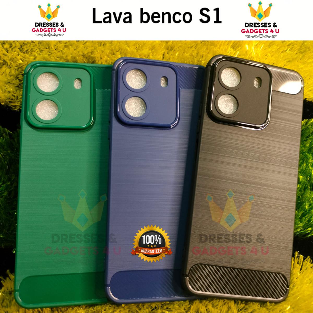 Lava becno S1 Back Cover Soft Silicon With Carbon Fiber Design Luxury Premium Back Case benco S1 AE9240 Back Cover (Back Case Cover For Smartphone)