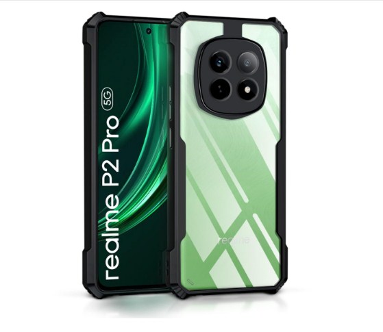 SPAZY CASE® 𝐑𝐞𝐚𝐥𝐦𝐞 𝐏𝟐 𝐏𝐫𝐨 𝟓𝐆 Back Cover | Transparent Crystal Clear Hard PC Back Case with TPU Bumper, Drop Protection Case Cover for Realme P2 Pro 5G RealmeP2Pro5g