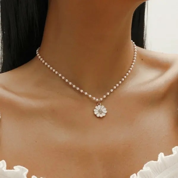 New Double Layer Daisy Flower Clavicle Chain Necklace for Women Korean Butterfly Evil Eye Choker Wedding Neck Chain Jewelry Gift