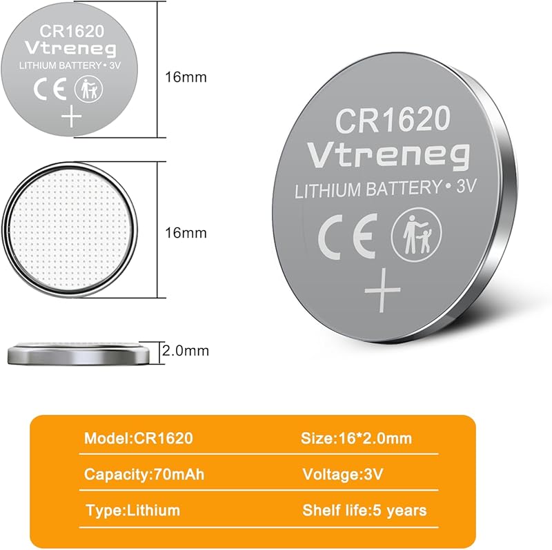 10 pack CR1620 battery, 1620 3V lithium coin button battery for key fob Airtag watch car remote battery. 
